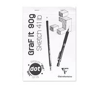 Clairefontaine 96694C - GraF'it Stapled Pad - 80 Sheets of Sketch Paper - DOT Ruled - Detachable Sheets - A5 14.8x21 cm 90g - White Cover - Pack of 10 Pads