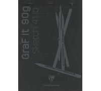 Clairefontaine 96841C - GraF'it Stapled Pad - 80 Sheets of Plain Sketch Paper - Detachable Sheets - A4 21 x 29.7 cm 90g - Black Cover - Pack of 5 Pads