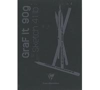 Clairefontaine 96842C - GraF'it Stapled Pad - 80 Sheets of Plain Sketch Paper - Detachable Sheets - A5 14.8 x 21 cm 90g - Black Cover - Pack of 10 Pads