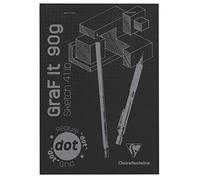 Clairefontaine 96843Cpack - GraF'it Stapled Pad - 80 Sheets of Sketching Drawing Paper - Dotted DOT Ruling - Detachable Sheets - A5 14.8x21 cm 90g - Black Cover - Pack of 5 Pads