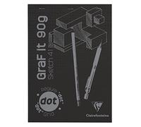 Clairefontaine 96844C Bloc Agrafé GraF'it - 80 Feuilles Papier Dessin Croquis - Réglure pointillés DOT - Feuilles Détachables - A4 21x29,7 cm 90g - Couverture Noire - Paquet de 5 blocs