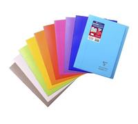 Clairefontaine 971501C Lot de 10 Cahiers Agrafés Koverbook - A4 21x29,7 cm - 96 Pages Lignées avec Marge - Papier Blanc 90 g - Couverture Polypro Transparent - Couleurs Aléatoires