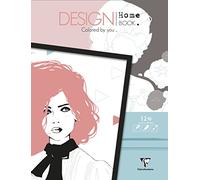 Clairefontaine 97441C - "Design Home Book" Pad of 12 Printed Sheets 250g/m² Colour Format 30x40cm Creative Leisure Adults Children Boston Theme 6 Drawings x2
