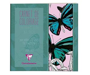 Clairefontaine 97507C - Booklet of 36 Printed Pages 120g/m² to Colour - Format 20x20 cm - Creative Leisure and Colouring Adults and Children - Butterflies theme