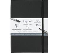 Clairefontaine 975342C Double-Sided Layout Notebook Flat Opening - 25 Sheets of Extra Smooth White Drawing Paper A5 14.8x21 cm 220g - Ideal for Drawing