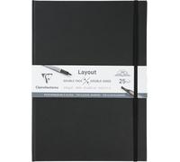Clairefontaine 975343C Double Sided Layout Sketchbook, 25 Sheets DIN A4 220g, Designed for Alcohol Marker, Ink and Line Art, Black, Pack of 1