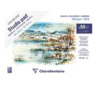 Clairefontaine - Ref 975717C - Goldline Cold-Pressed Watercolour Studio Pad (Pack of 50 Sheets) - 30 x 40cm in Size, 200gsm Paper, Acid Free, pH Neutral, PEFC-Certified