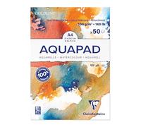 Clairefontaine 975721C Bloc Encollé Goldline Aquapad - 50 Feuilles Papier Aquarelle Blanc Grain Moyen Fin A4 21x29,7 cm 300g - Paquet de 3 blocs
