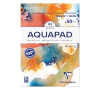 Clairefontaine 975721C Goldline Aquapad Glued Pad - 50 Sheets of Medium-Fine Grain White Watercolour Paper A4 21 cm x 29.7 cm 300g - Ideal for Watercolour