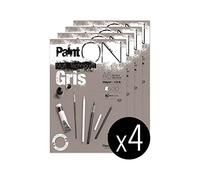 Clairefontaine 975808C - A glued pad of Paint'On drawing paper 30 sheets 14.8x21 cm 250g, Gray - Pack of 4 pads