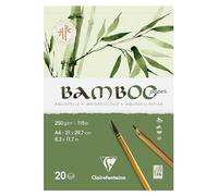 Clairefontaine 975919C - Pad Glued 1 Side Bamboo - 20 Sheets 100% Natural White Watercolor Bamboo Paper 100% Vegan - Finely Marked Grain Professional Quality A4 21x29.7 cm 250g