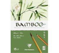 Clairefontaine 975920C - Pad Glued 1 Side Bamboo - 15 Sheets 100% Natural White Watercolor Bamboo Paper 100% Vegan - Finely Marked Grain Professional Quality A3 29.7x42 cm 250g