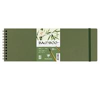 Clairefontaine 975928C - Bamboo Spiral Notebook - 20 Sheets of 100% Bamboo Watercolour Paper, Natural White, Vegan - Finely Marked Grain , 10.5x29.7 cm, 250g