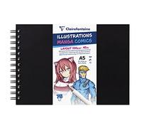 Clairefontaine 975945C Manga Comics Illustration Notebook - 75 Sheets Extra Smooth White Drawing Paper A5 14.8x21cm 100g - For drawing alcohol markers, ink