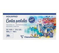 Clairefontaine 975953C - Bloc Aqua bloc 300g Grain mi- fin 20 feuilles 7,5 x 14,8 format Chéquier