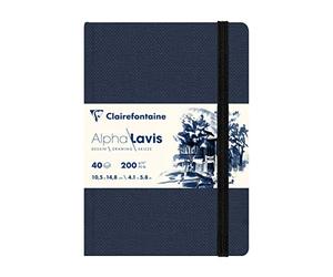 Clairefontaine 975960C - Alpha Lavis Sewn Notebook - 40 Sheets of Smooth White Alpha Lavis Drawing Paper A6 14.8x10.5 cm 200g - Ideal for graphic arts