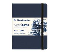 Clairefontaine 975961C - Alpha Lavis Stitched Notebook - 40 Sheets Alpha Lavis White Smooth Drawing Paper A5 14.8 x 21 cm 200g - Ideal for graphic arts