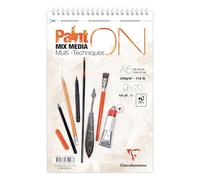 Clairefontaine 975997C Bloc Spiralé Micro-Perforé PaintON Multi-Techniques A5 14,8x21 cm 250g - 20 Feuilles Papier Dessin Multi-Techniques au Grain Très Léger - Blanc