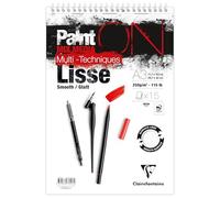 Clairefontaine 976008C Bloc Spiralé Micro-Perforé PaintON Lisse A3 29,7x42 cm 250g - 15 Feuilles Papier Dessin Multi-Techniques à la Surface Lisse - Blanc