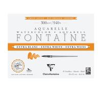 Clairefontaine 976018C Extra White Fontaine 4-Sided Glued Pad - 15 Sheets of Extra White Watercolour Paper 100% Cotton Satin Grain - Professional 20x15cm 300g