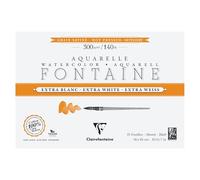Clairefontaine 976019C Fontaine Extra White 4-Sided Glued Pad - 15 Sheets of Extra White 100% Cotton Satin Grain Watercolour Paper - Professional 26x18cm 300g