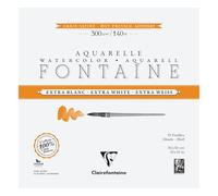 Clairefontaine 976026C Fontaine Extra White 4-Sided Glued Pad - 15 Sheets of Extra White 100% Cotton Satin Grain Watercolour Paper - Professional 30x30cm 300g