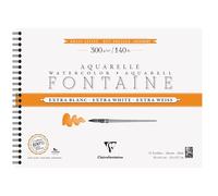Clairefontaine 976032C Spiral Album Fountain Extra White - 12 Sheets of Extra White Watercolour Paper 100% Satin Grain Cotton - Professional Quality 30 x 40 cm 300 g