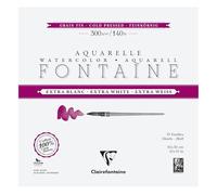 Clairefontaine 976046C Fontaine White 4-Sided Glued Pad - 15 Sheets of Extra White 100% Cotton Fine Grain Watercolour Paper - Professional Quality 30x30cm 300g