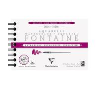 Clairefontaine 976049C Spiral Album Fountain Extra White - 12 Sheets of Extra White Watercolour Paper 100% Fine Grain Cotton - Professional Quality 12 x 18 cm 300 g