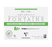 Clairefontaine 976078C Fontaine Extra White Torchon Grain 4-Sided Glued Pad 15x20cm 300g - 15 Sheets of Extra White 100% Cotton Watercolour Paper - Quality