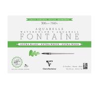 Clairefontaine 976079C 4-Sided Glued Pad Fontaine Extra White Torchon Grain 18x26cm 300g - 15 Sheets Extra White Watercolour Paper 100% Cotton - Quality