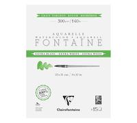 Clairefontaine 976080C 4-Sided glued pad Fontaine Extra White Torchon Grain 23x31cm 300g - 15 Sheets of Extra White 100% Cotton Watercolour Paper - Quality