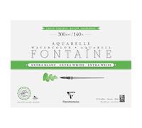 Clairefontaine 976081C Fontaine Extra White Torchon Grain 4-Sided Glued Pad 26x36cm 300g - 15 Sheets of Extra White 100% Cotton Watercolour Paper - Quality