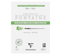 Clairefontaine 976082C 4-Sided Glued Pad Fontaine Extra White Torchon Grain 31x41cm 300g - 15 Sheets Extra White Watercolour Paper 100% Cotton - Quality