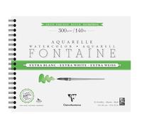 Clairefontaine 976091C Fontaine Extra White Torchon Grain Spiral-Bound Album 24x30cm 300g - 12 Sheets White 100% Cotton Watercolour Paper - Professional Quality