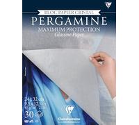 Clairefontaine 976100C - One Glued Parchment Pad 24x32 cm 45g - 30 Sheets of Flexible, Slightly Transparent Crystal Paper - Ideal for Protecting Drawings