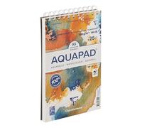 Clairefontaine 976102C - Bloc spiralé Micro-perforé Aquapad A5 14,8x21 cm 300g - 25 Feuilles Papier Aquarelle Blanc Grain Moyen Fin - Idéal Pour la Technique Humide