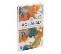 Clairefontaine 976103C - Bloc spiralé Micro-perforé Aquapad A4 21x29,7 cm 300g - 25 Feuilles Papier Aquarelle Blanc Grain Moyen Fin - Idéal Pour la Technique Humide