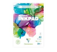 Clairefontaine 976108C Alcohol Inkpad Glued Pad A3 29.7x42 cm 90g - 25 Sheets Extra White Alcohol Ink Paper - Ideal for Fluid Painting with Alcohol Inks