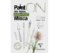 Clairefontaine 976123C PaintON Multi-Technique Glued Pad - 15 Sheets of Multi-Technique Drawing Paper with a Slightly Rough Grain - White - A2 42x59.4 cm 250g