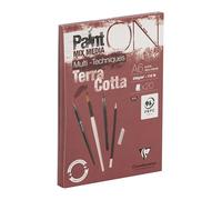 Clairefontaine 976151C PaintON Multi-Technique Glued Pad Terracotta A6 10.5x14.8 cm 250g - 20 Sheets Multi-Technique Drawing Paper with Rough Grain - Terracotta