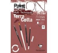 Clairefontaine 976153C Bloc Encollé PaintON Multi-Techniques Terracotta A4 21x29,7 cm 250g - 20 Feuilles Papier Dessin Multi-Techniques au Grain Légèrement Rugueux - Terracotta