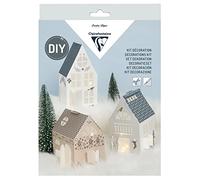 Clairefontaine 97711C - Complete Creative Kit for Adults - 3 Light-up Paper Houses with Christmas Decorations - Step by Step Included - Decoration - Creative Hobbies, DIY, Manual Activities