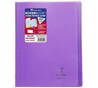 Clairefontaine 981405C - One Purple Koverbook Stapled Notebook - Dimensions: 24 cm x 32 cm - 96 Seyes Ruled Pages - 90 g White Vellum Paper - Polypro Cover