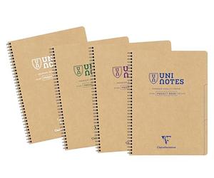 Clairefontaine 9862C - Uninotes Project Book 22,5x29,7cm 160p détachables et perforées 4 trous Q.5x5 + 3 intercalaires assortiment - Paq de 5