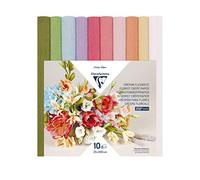 Clairefontaine - Ref 995000C - Florist Crepe Paper (Pack of 10) - 25cm Width x 100cm Length, Heavyweight, Malleable, High Elasticity - Assorted Pastel Colours