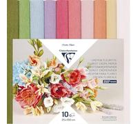 Clairefontaine - Ref 995000C - Florist Crepe Paper (Pack of 10) - 25cm Width x 100cm Length, Heavyweight, Malleable, High Elasticity - Assorted Pastel Colours