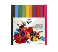 Clairefontaine - Ref 995001C - Florist Crepe Paper (Pack of 10) - 25cm Width x 100cm Length, Heavyweight, Malleable, High Elasticity - Assorted Bright Colours