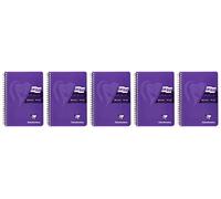 Clairefontaine A5 Notebook, 180 Pages, Purple, Pack of 5