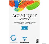 Clairefontaine Acrylic Painting Paper Pad Greaseproof 360gsm A3 10 Sheets Gum...